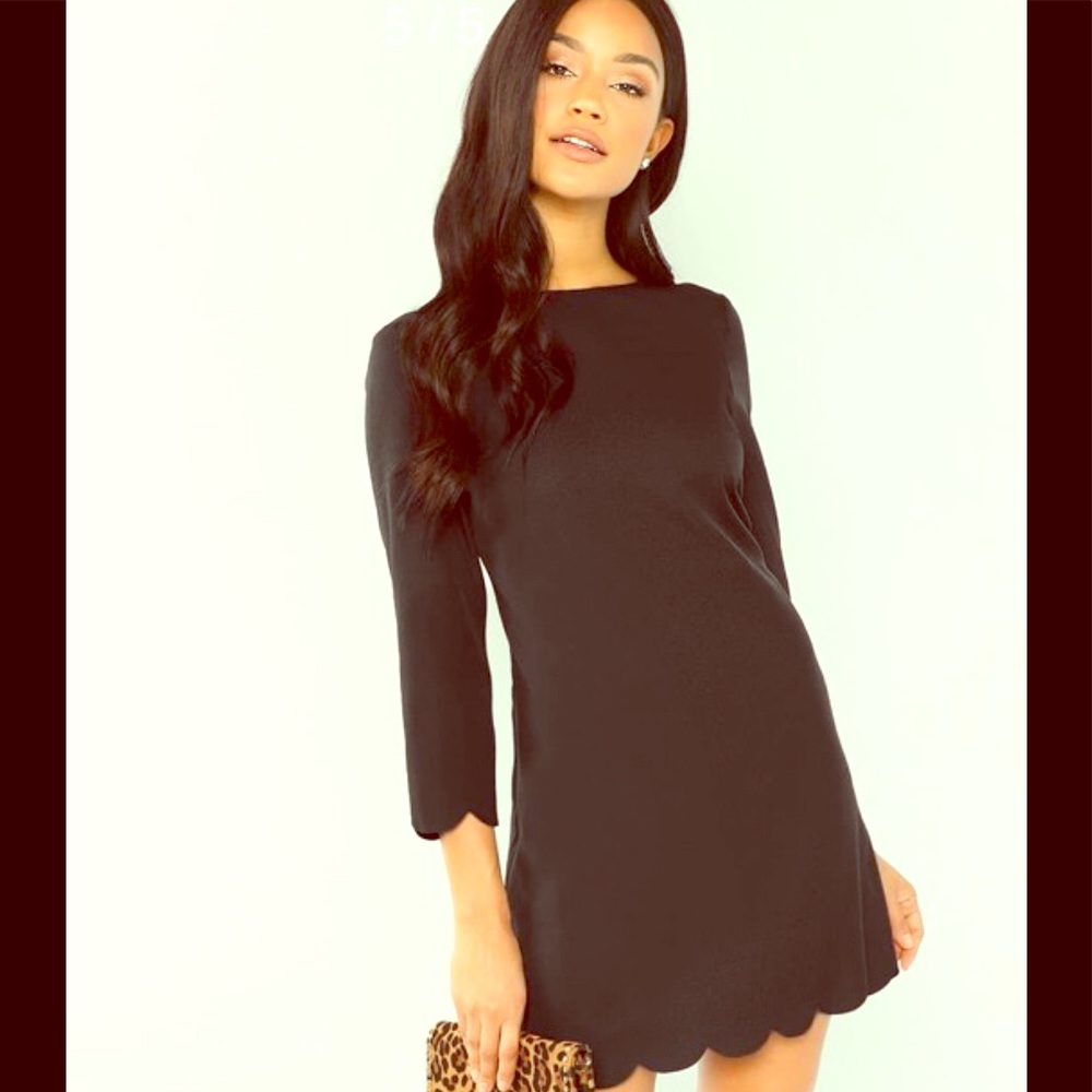 Scalloped little black dress size medium